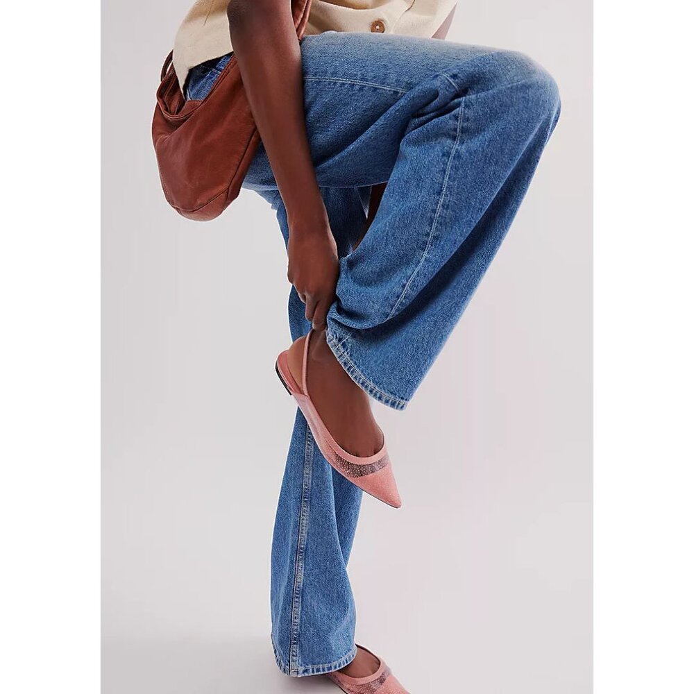 🎉LAST CHANCE🎉 FREE PEOPLE Sheer Glitter Jules Flats / Cloud Pink - Picture 3 of 10